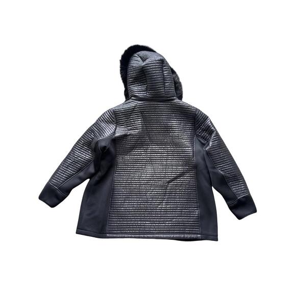 Michael Kors Faux Fur Hoodie Black Women Jacket Size 3X - Picture 5 of 6